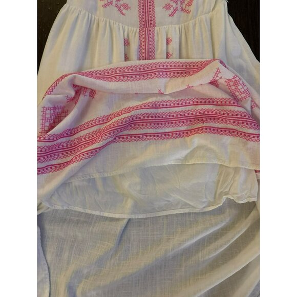 Strut & Bolt Embroidered Linen Blend White & Pink Midi Dress Size M - Picture 6 of 8
